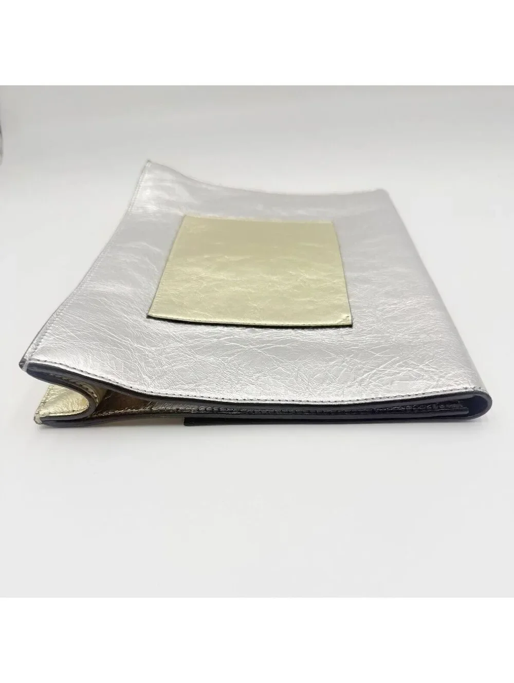 Proenza Schouler Silver & Gold Crinkle Metallic Leather Clutch